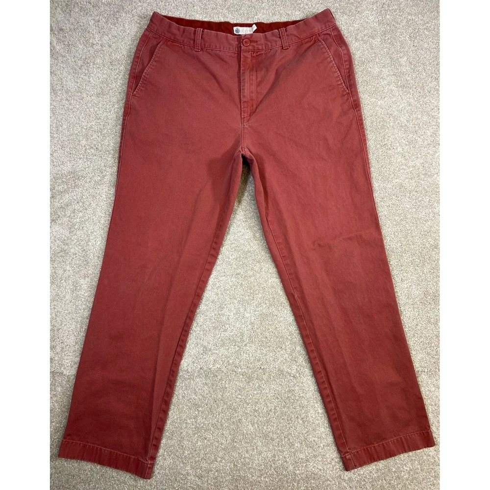 J. Crew Mens Red‎ Chino Pants Straight Fit Casual Cotton Size 34x32